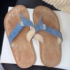Chestnut Tasmina Shearling Thong Women Sandals 6 women’s suede excellent